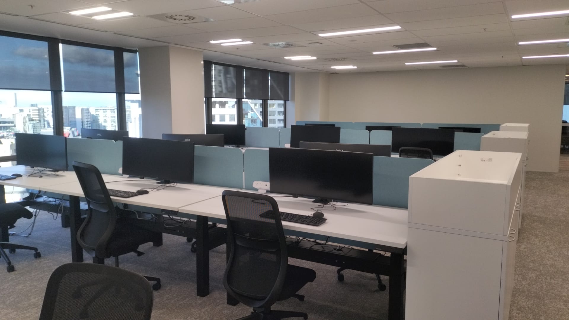 Cable-managed office workstations in Auckland by Cabling For U